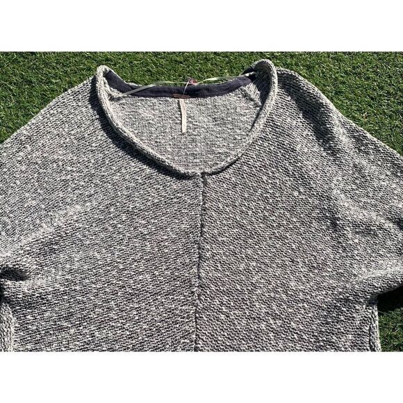 Free People Bright Lights V Neck BOHO black white Sweater sz L - Picture 5 of 7